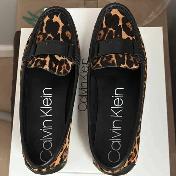 Calvin Klein Women's Leopard Print Loafers, BNWOT, no dust bags, comes with box - Picture 1 of 12